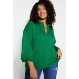Trendyol Curve Plus Size Sweater - Green - Regular fit Cene