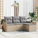  Sjedeća garnitura za vrt 4 kom. Bež poliratan 176 x 117 x 69 cm | shoptok.hr