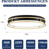 VIKAEY 41,5 cm LED črno-zlata stropna svetilka | Shoptok.si