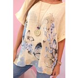 Kesi Włoski Women's cotton shirt with butterflies and flowers yellow | Shoptok.si