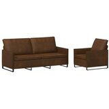 Set sofe 2 pcs Smeđa Umjetni sued - Smeđa 1-sjedalni + 3-sjedalni (180 cm) | shoptok.hr