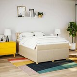  Krevet s oprugama i madracem krem 140 x 190 cm od tkanine | shoptok.hr