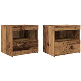  Noćni ormarići s LED svjetlima 2 komada Stari drvo 50x40x45 cm | shoptok.hr