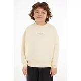 Calvin Klein Jeans Otroški bombažen pulover bež barva, IB0IB02258