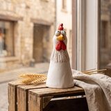 Signes Grimalt Kipci in figurice Figura Petelin Keramika Bel Rdeč Greben Velik Bela Cene