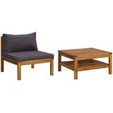 Maison Chic Seti vrtnega pohištva - Sedežna garnitura - Vrtni pohištvo set 2-delna s temno sivimi blazinami akacija, (21821406) | Shoptok.si
