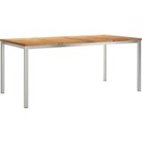 vidaXL 7-delni set za obedovanje Solid Wood Teak, zunanja jedilna miza 180x90x75 cm Solid Wood Teak, zložljivi vrtni stoli 2 kosa Solid Wood Teak in jeklo, zložljivi vrtni stoli 4 kosa Solid Wood Teak in jeklo | Shoptok.si