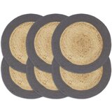 vidaXL podmetači 6 kom prirodna i antracit boja 38 cm od jute i pamuka | shoptok.hr