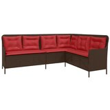  Vrtna sofa kutna s jastucima smeđa poli ratan | shoptok.hr