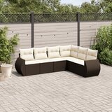  6-dijelni set vrtnih sofa od poliratana s jastucima smeđi | shoptok.hr