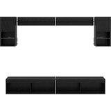 TV stenske enote z LED 6 pcs Črna Orehovina Konstruiran les, (5000132792) | Shoptok.si