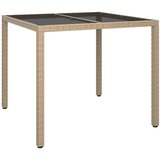 vidaXL Vrtnja jedilna miza Bež 90 x 90 x 75 cm Poly ratan, (5000045100) | Shoptok.si