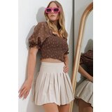 Trend Alacati Stili ženska bluza kratkih rukava ALC-X11651, brod izrez, smeđa | Eponuda.com