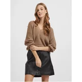 Vila Brown short sweater with lace detail Glacy - Women
