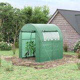 Outsunny vrtni rastlinjak v obliki tunela z dvižnimi vrati in okni, zeleni pokriti rastlinjak iz PE, 180x180x200cm, (20747924) | Shoptok.si
