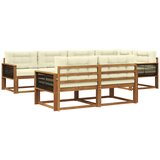 vidaXL Zunanja garnitura za sedenje z blazino 7 pcs Naravna in smetana, (5000282464) | Shoptok.si
