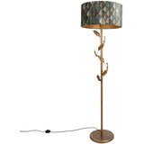 QAZQA Zlata stoječa svetilka z senčilom z motivom listov in zlato notranjostjo 50 cm - Linden | Shoptok.si