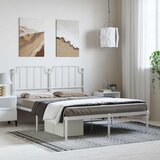  Metalni okvir za krevet s uzglavljem bijeli 150x200 cm | shoptok.hr