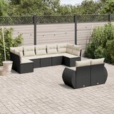 vidaXL 9-dijelni set vrtnih sofa s jastucima crni od poliratana | shoptok.hr