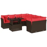 vidaXL 9-delni vrtni komplet sedežnih garnitur z blazinami rjav poli ratan, (5000334749) | Shoptok.si