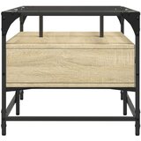 vidaXL Klubska mizica s steklom sonoma hrast 98,5x50x45 cm jeklo | Shoptok.si