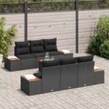 vidaXL set vrtnih sofa od 7 dijelova s jastučićima crni poli ratan akacija | shoptok.hr