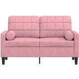  Kavč dvosed z okrasnimi blazinami roza 120 cm žamet, (21749648) | Shoptok.si