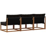 3 Komad Srednja sofa za van Čvrsto drvo akacije Prirodna - Prirodna i crno 3x srednje | shoptok.hr