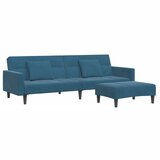 vidaXL Kavč dvosed z ležiščem in stolčkom za noge moder žamet, (21228559) | Shoptok.si
