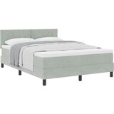 vidaXL Box Spring Postelja z Blazino Svetlo Siva 140x200 cm Žamet | Shoptok.si