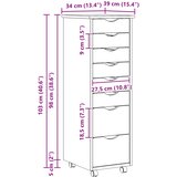  Pokretni ormar s ladicama MOSS Prozirni lak 34 x 39 x 103 cm | shoptok.hr