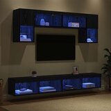 TV stenske enote z LED 6 pcs Črna Orehovina Konstruiran les, (5000132419) | Shoptok.si