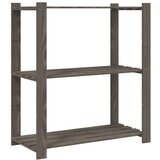 vidaXL Stojalo s policami 3-nadstropno sivo 80x38x90 cm trdna borovina | Shoptok.si