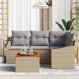 vidaXL 5-delni set vrtnarskih kavčev s blazinami bež poli ratan akacija, (22093537) | Shoptok.si