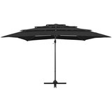  Vrtni suncobran s 4 razine i aluminijskim stupom 250x250cm crni | Eponuda.com