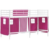  Krevet na kat za djecu s zavjesama Bijela i roza 100 x 190 cm | shoptok.hr