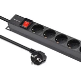 Aluminiowa Listwa zasilająca PDU do RACK | 16A | 16 x SCHUKO| Pionowa | 1.8m