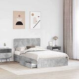  Postelja s shranjevanjem z vzglavjem Betonsko siva 135 x 190 cm, (5000106824) | Shoptok.si