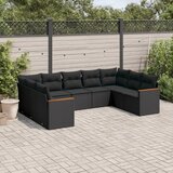 vidaXL 9-dijelni set vrtnih sofa s jastucima crni od poliratana | shoptok.hr
