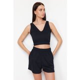 Trendyol Navy Blue V Neck Elastic Crop Knitted Two Piece Set | ePonuda.com