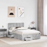 Krevetna konstrukcija s ladicama Betonski sivi 135 x 190 cm Siva 190 x 138 x 90 cm | shoptok.hr