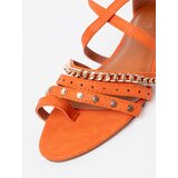 Shelvt Orange boho sandals with studs | Shoptok.si