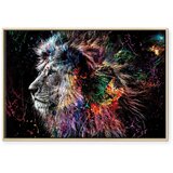  Slika - Crazy Lion (1 Part) Wide 60x40 U prirodnom drvenom okviru | shoptok.hr