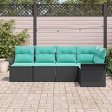  Vrtna sedežna garnitura z blazino 5 pcs Črna Poly ratan, (5000022243) | Shoptok.si