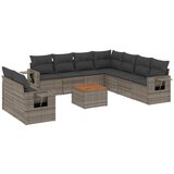 Maison Chic Seti vrtnega pohištva - Vrtna garnitura - Vrtni pohištvo set 10-delna z blazinami siv poli ratan, (21811744) | Shoptok.si