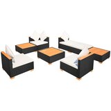  8-dijelna vrtna garnitura od poliratana s jastucima crna | shoptok.hr