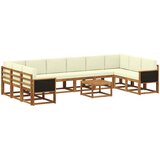  Set vanjskih sofa 11 kom. Prirodna i krem Čvrsto drvo akacije | shoptok.hr