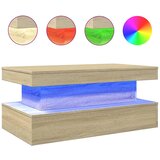 vidaXL Stolić za kavu s LED svjetlima boja hrasta 90 x 50 x 40 cm | shoptok.hr