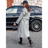 DStreet Płaszcz damski oversize GALLERIA długi wiązany w pasie szary | shoptok.hr