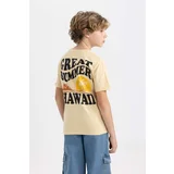 Defacto Boy Crew Neck Back Printed Short Sleeve T-Shirt